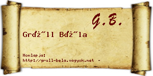 Grüll Béla névjegykártya